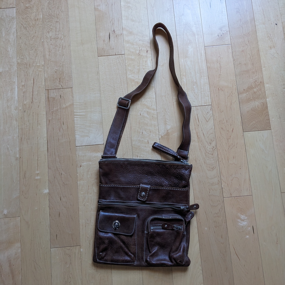 Roots Brown Crossbody Bag with Adjustable Strap